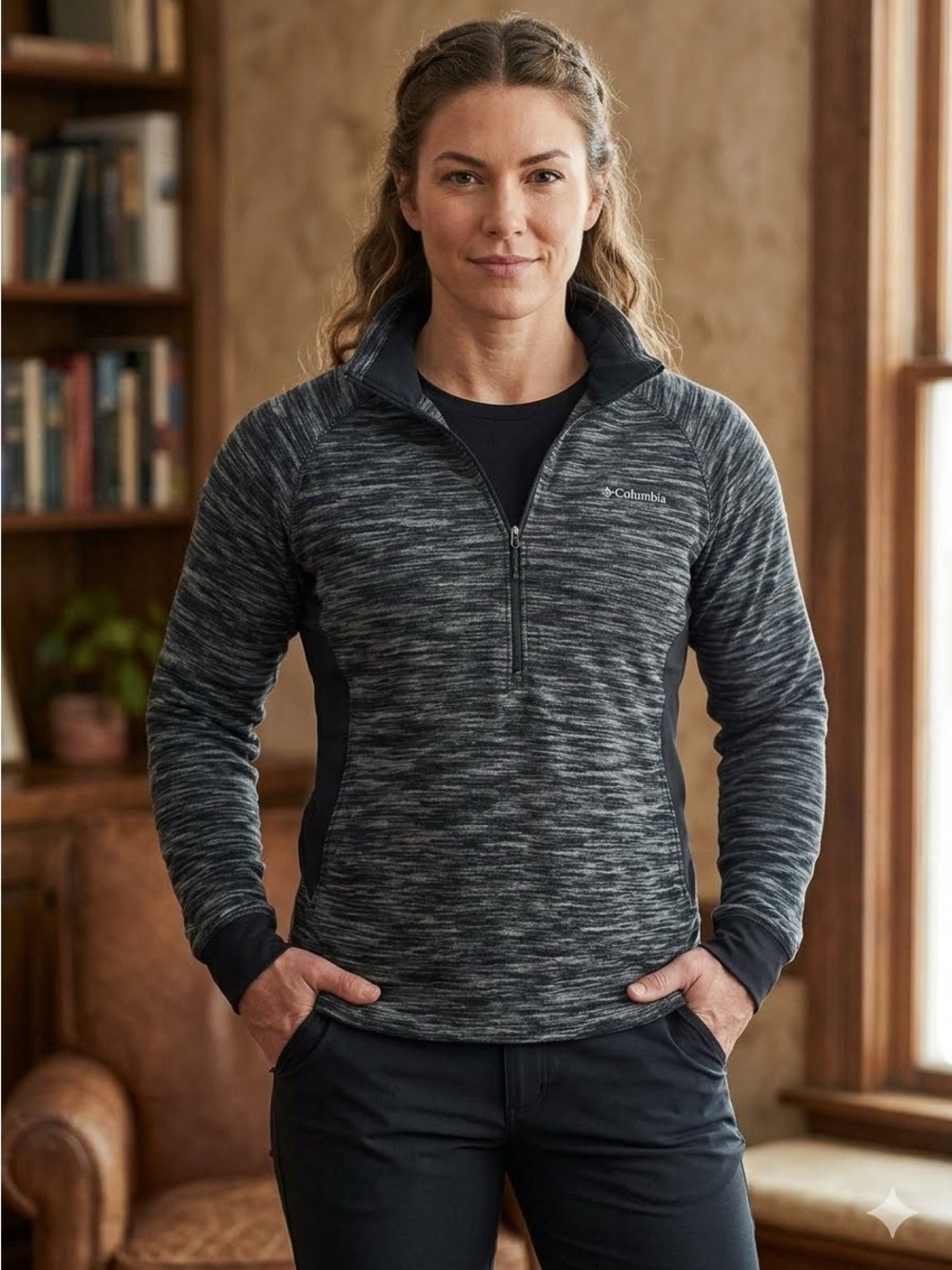 Columbia Charcoal Heather Zip-Up Pullover Size L